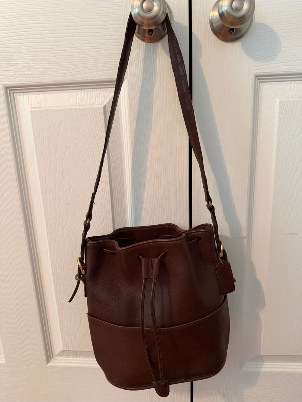 Coach Brown Leather Drawstring Bucket Shoulder Bag Vintage